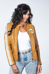Women's 24H Le Mans Amanda Yellow Leather Jacket